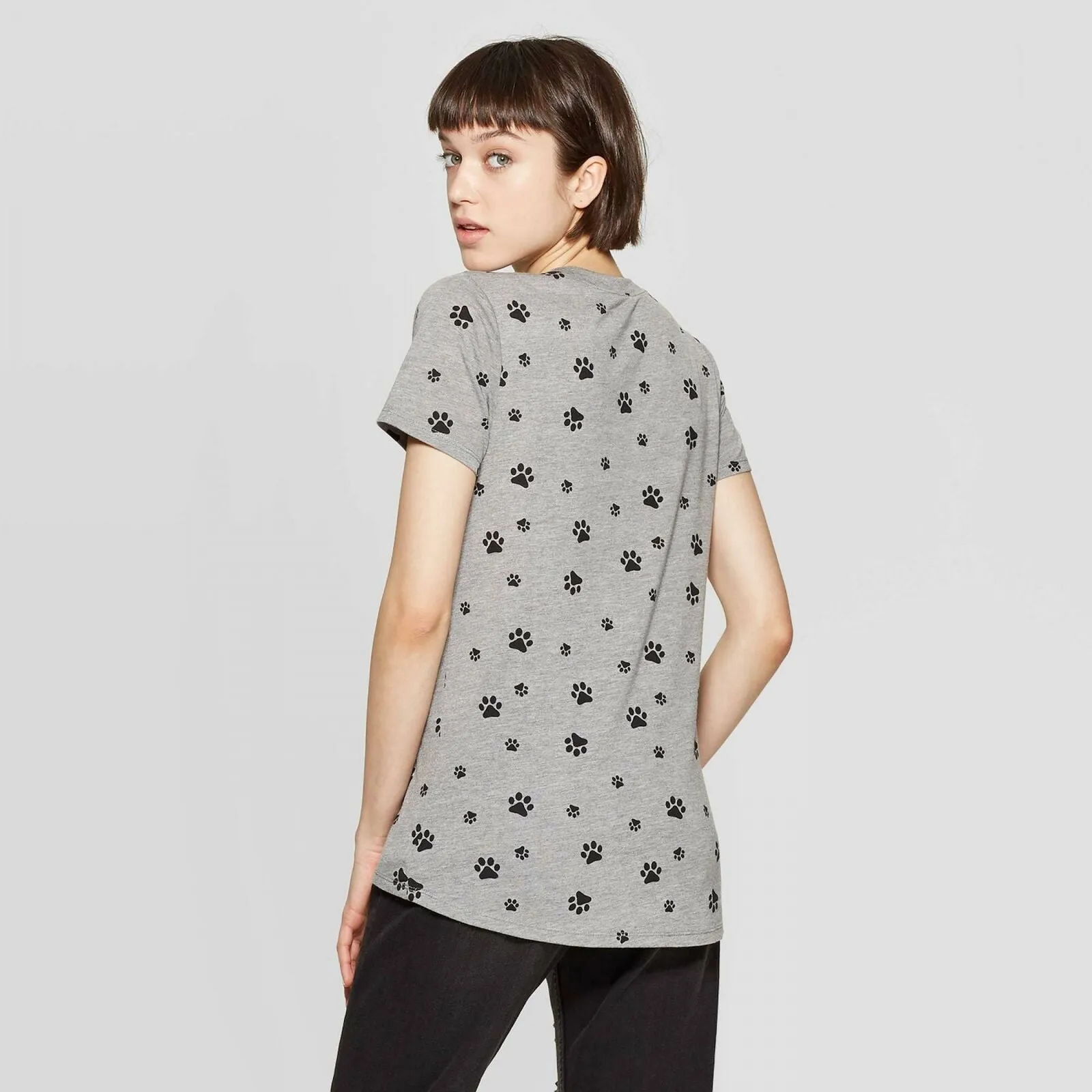 Modern Lux Dog Paw Print Short Sleeve Round Neck T-Shirt