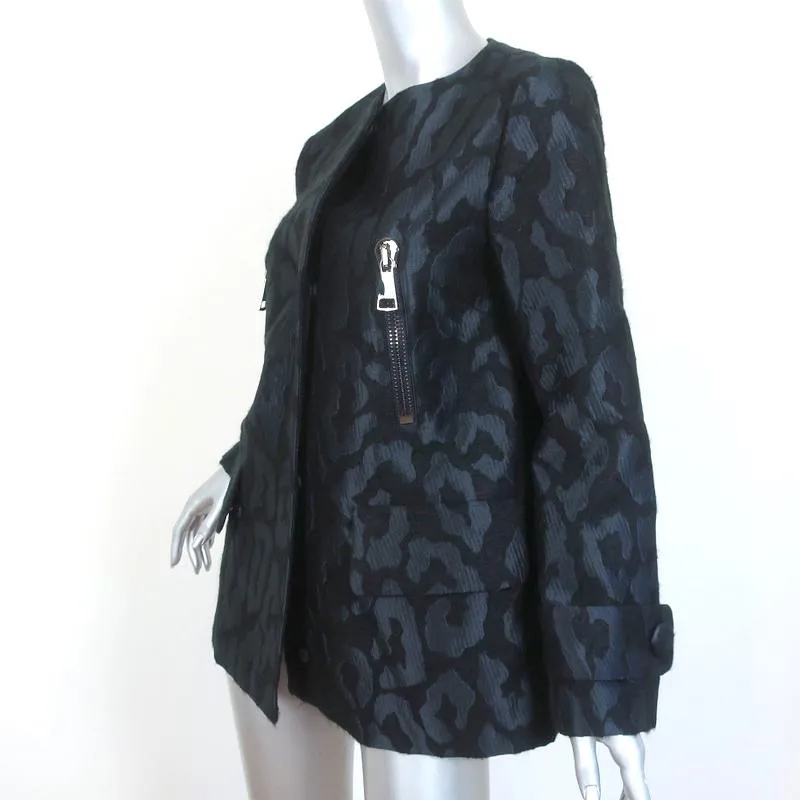 Moncler Euphemia Jacket Navy/Black Leopard Jacquard Size 0