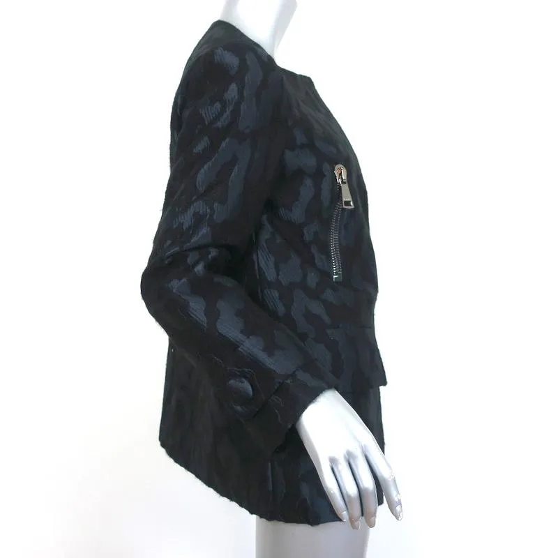 Moncler Euphemia Jacket Navy/Black Leopard Jacquard Size 0