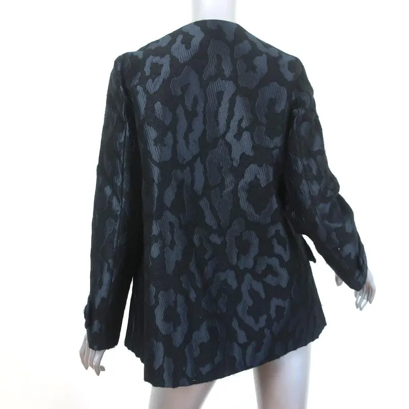 Moncler Euphemia Jacket Navy/Black Leopard Jacquard Size 0