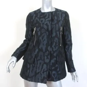Moncler Euphemia Jacket Navy/Black Leopard Jacquard Size 0