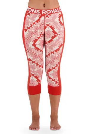 Mons Royale Cascade Legging 3/4 Thermals Womens Retro Red Nordtek