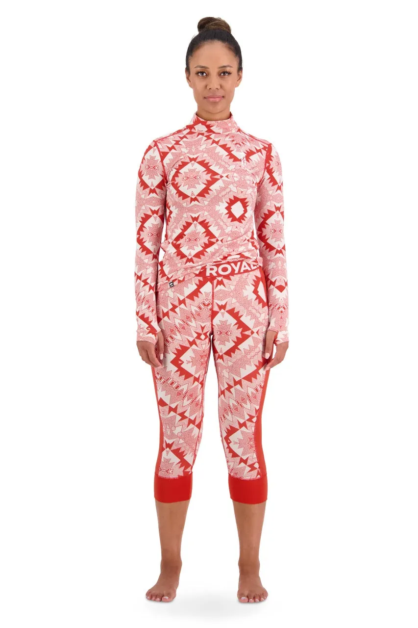 Mons Royale Cascade Legging 3/4 Thermals Womens Retro Red Nordtek