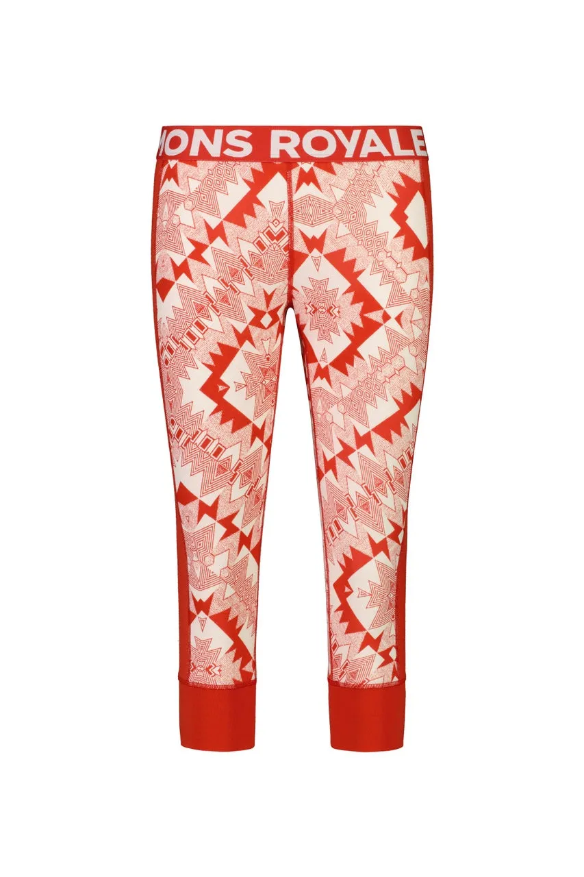 Mons Royale Cascade Legging 3/4 Thermals Womens Retro Red Nordtek