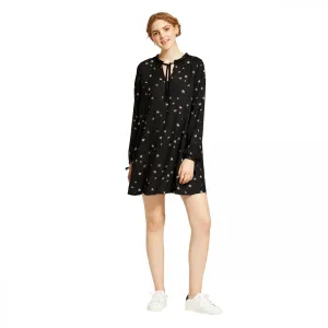 Mossimo Women's Rayon Long Sleeve Star Shift Dress Black Small