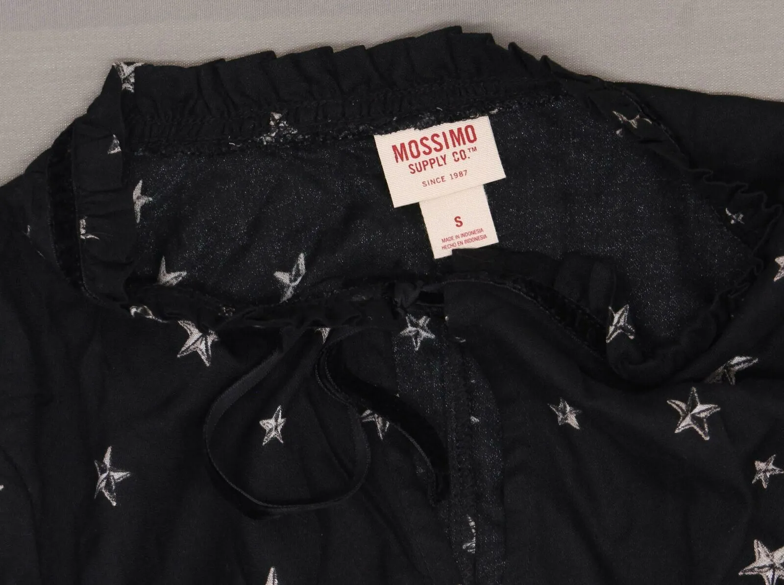 Mossimo Women's Rayon Long Sleeve Star Shift Dress Black Small
