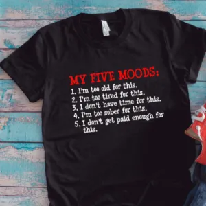 My Five Moods, Unisex Black Short Sleeve T-shirt