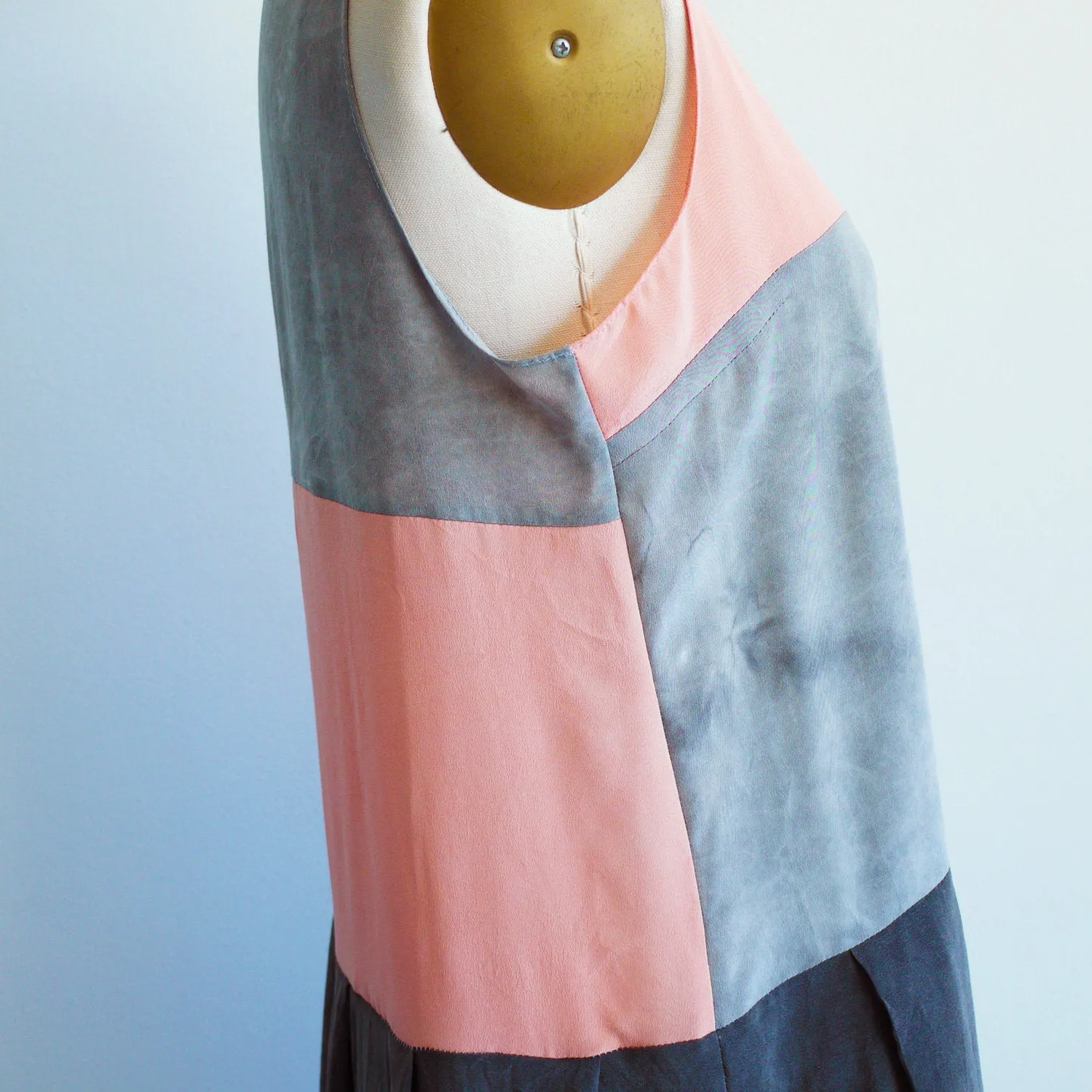 Natural Color Tri-Tier Dress.  Botanical Dye Silk dress. Medium