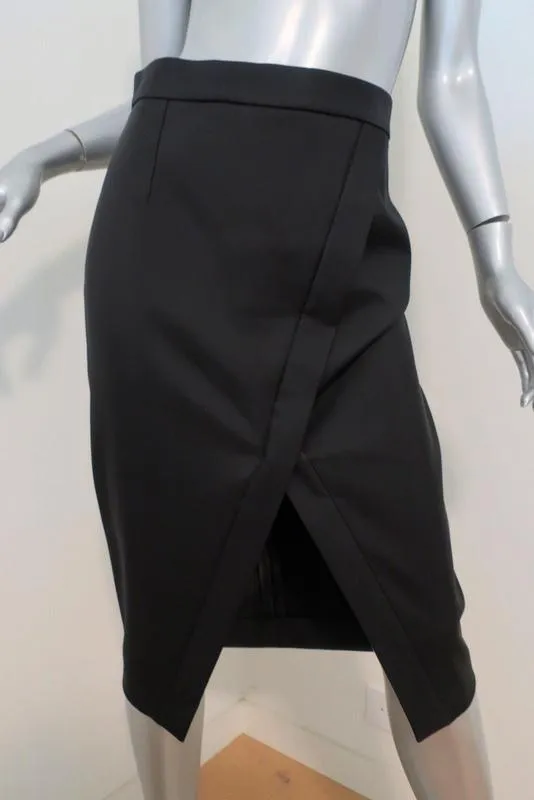 Nicholas Crossover Pencil Skirt Black Silk Size US 6