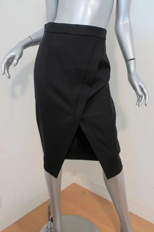 Nicholas Crossover Pencil Skirt Black Silk Size US 6