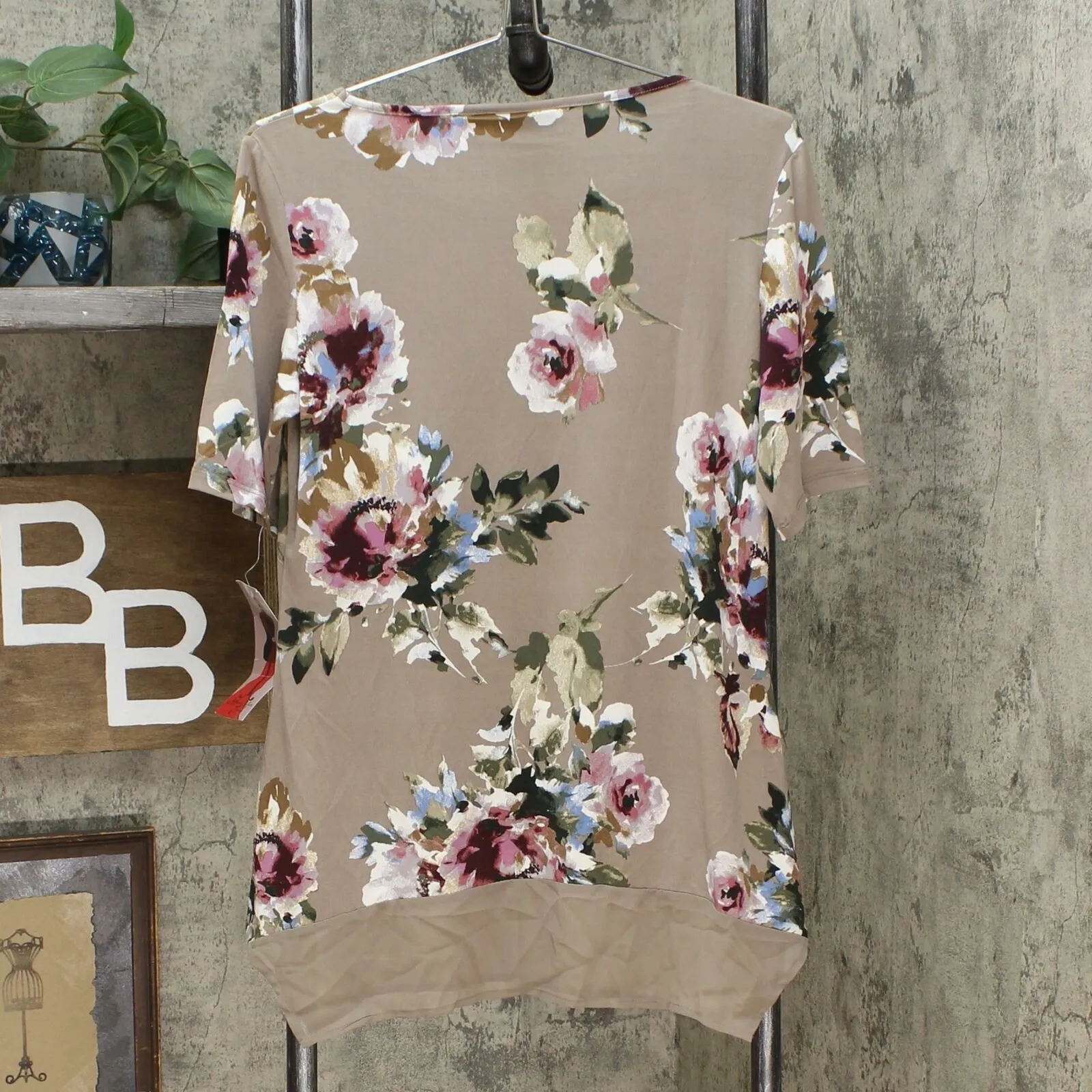 Nina Leonard Women's Mixed Media Tunic Top With Pockets