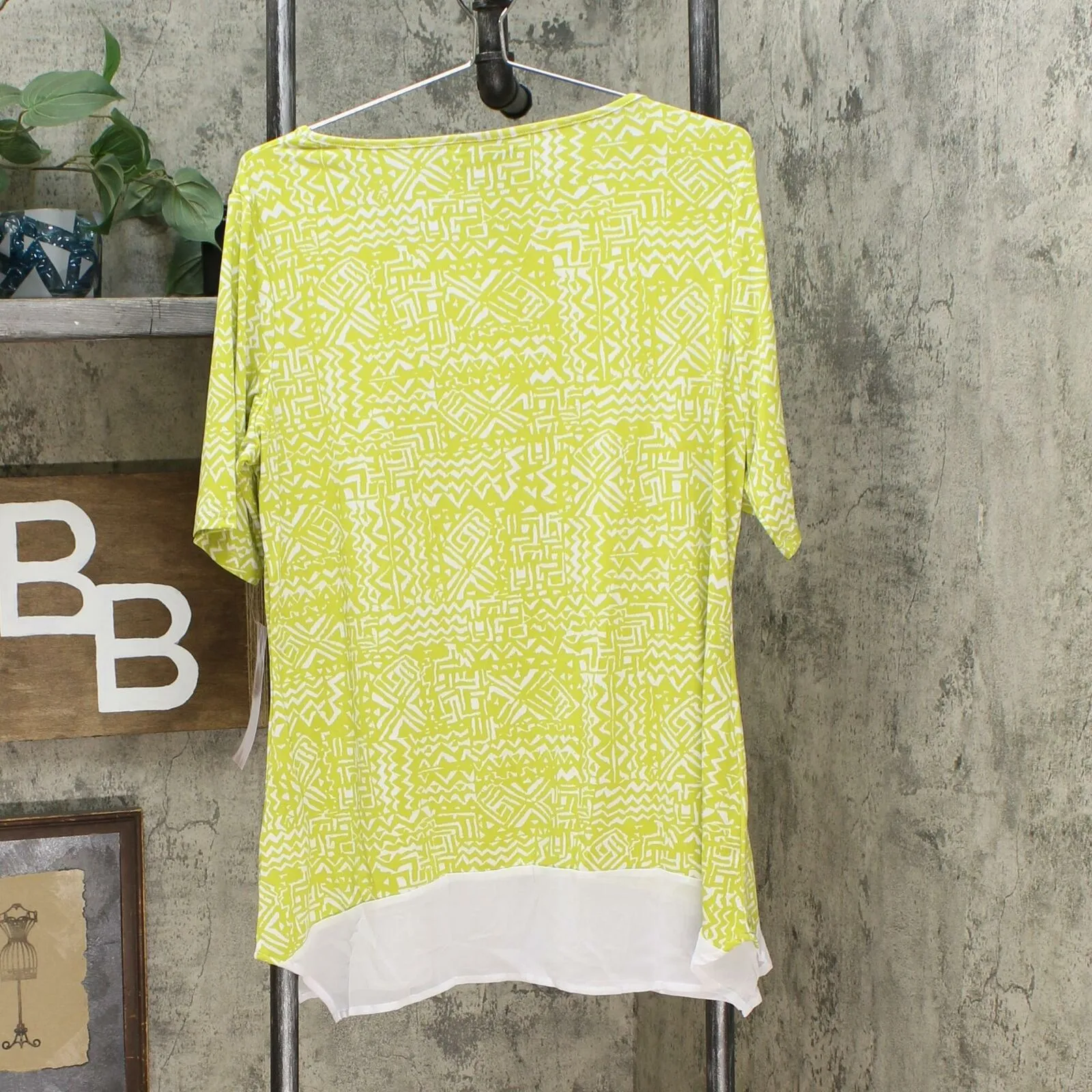 Nina Leonard Women's Mixed Media Tunic Top With Pockets
