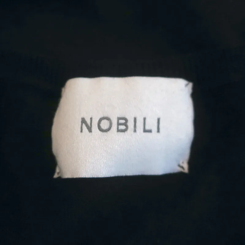 Nobili V-Neck Sweater Black Cashmere-Silk Size Large