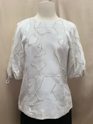 NWT - COS white beige Texture Pattern Puff Sleeve Shirt - US 8