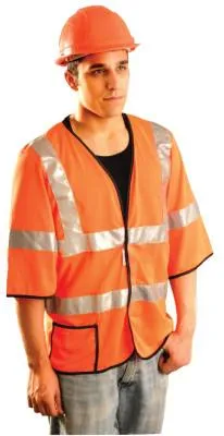 OccuNomix Class 3 Mesh Vests with 3M Scotchlite Reflective Tape, Large, Hi-Viz Orange, LUX-HSCOOL3-OL