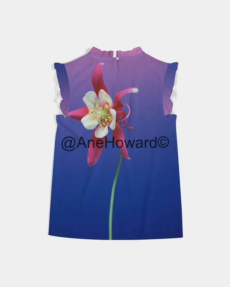 One Flower Women's Ruffle Sleeve Top