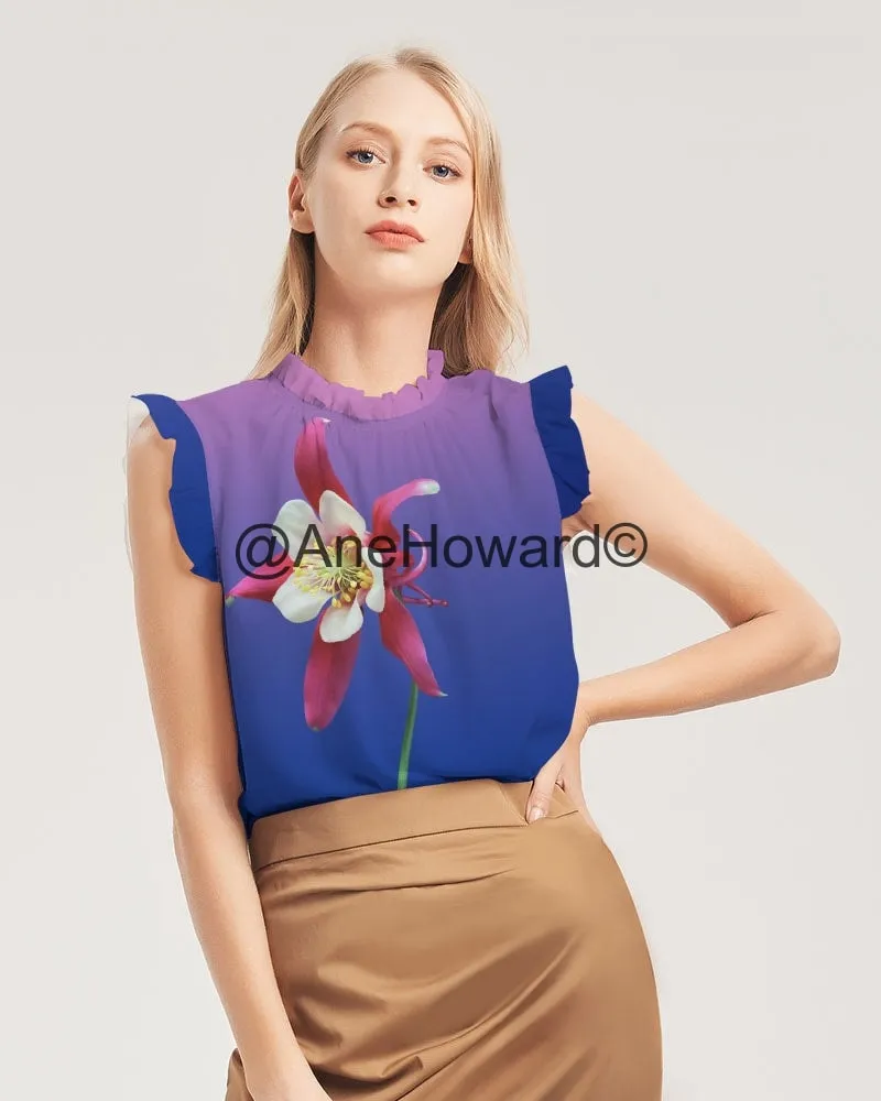 One Flower Women's Ruffle Sleeve Top
