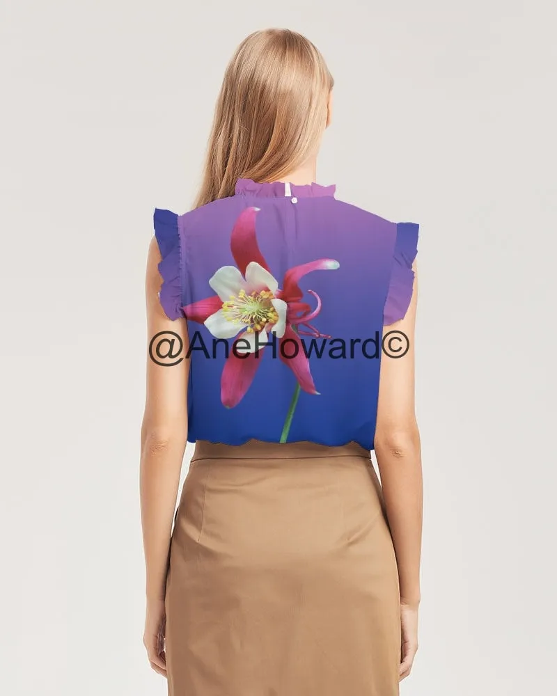 One Flower Women's Ruffle Sleeve Top