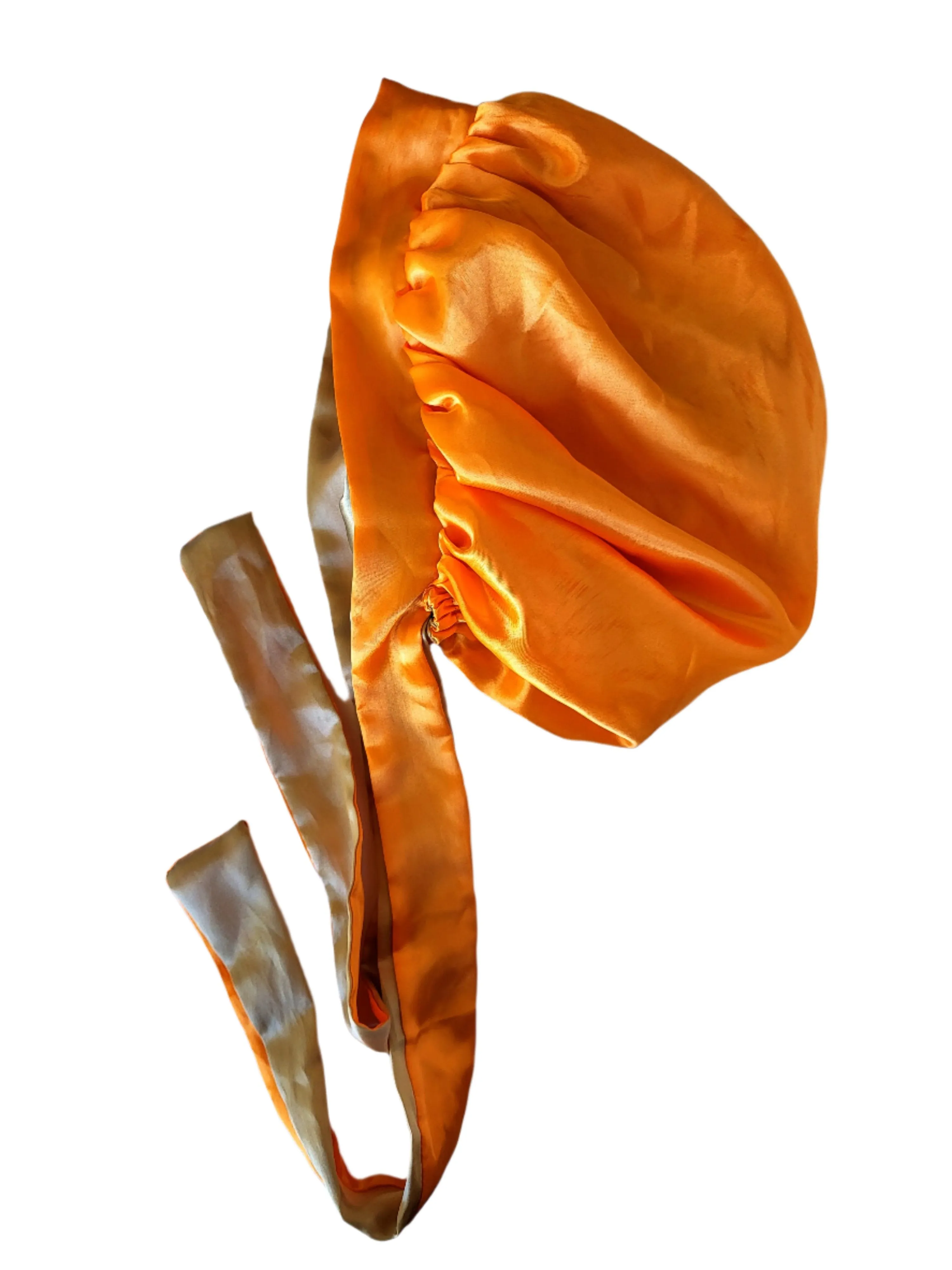 ORANGE & KHAKI Reversible Sleeping Satin Hair Tying Bonnet