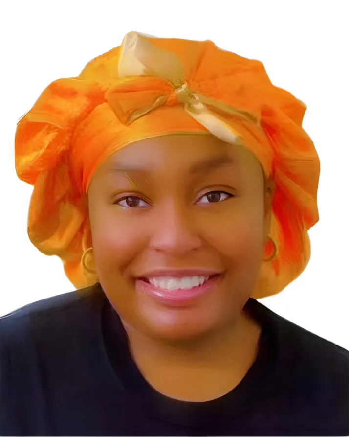 ORANGE & KHAKI Reversible Sleeping Satin Hair Tying Bonnet