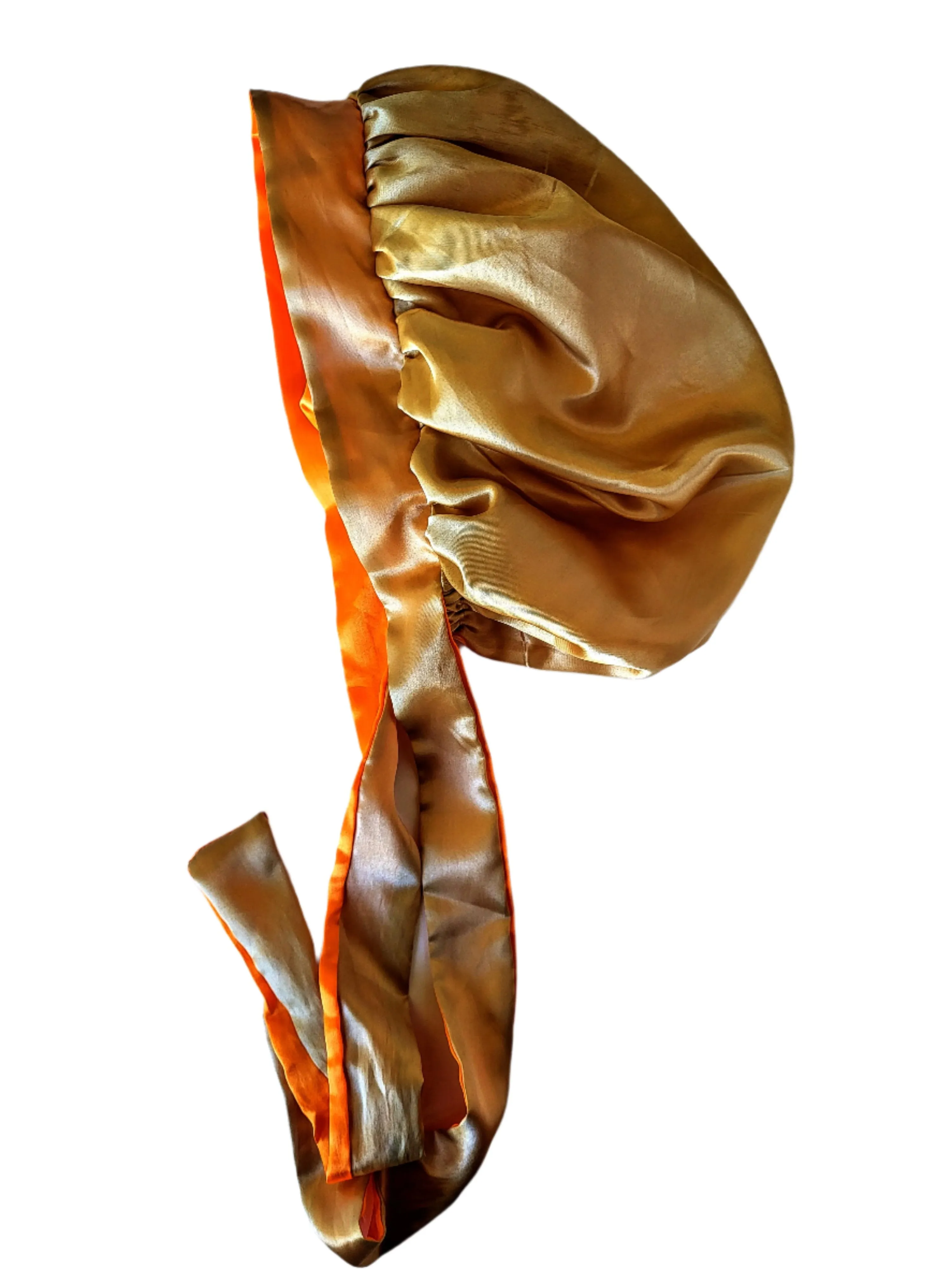 ORANGE & KHAKI Reversible Sleeping Satin Hair Tying Bonnet