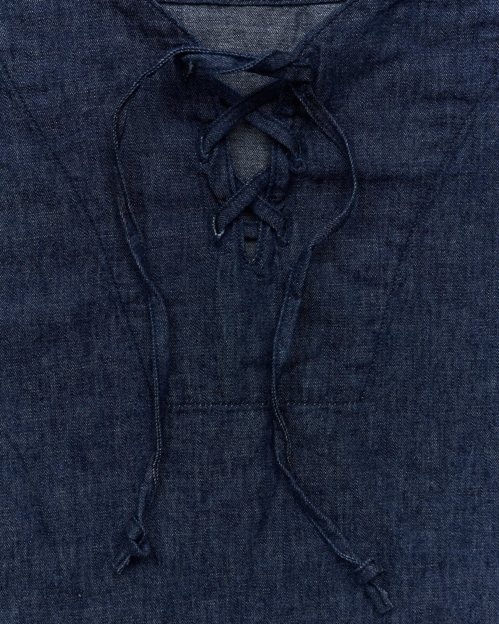 OrSlow Cotton/Linen Denim Lace Up Shirt