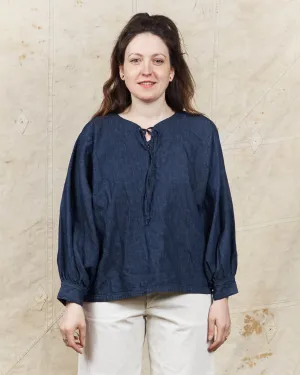 OrSlow Cotton/Linen Denim Lace Up Shirt