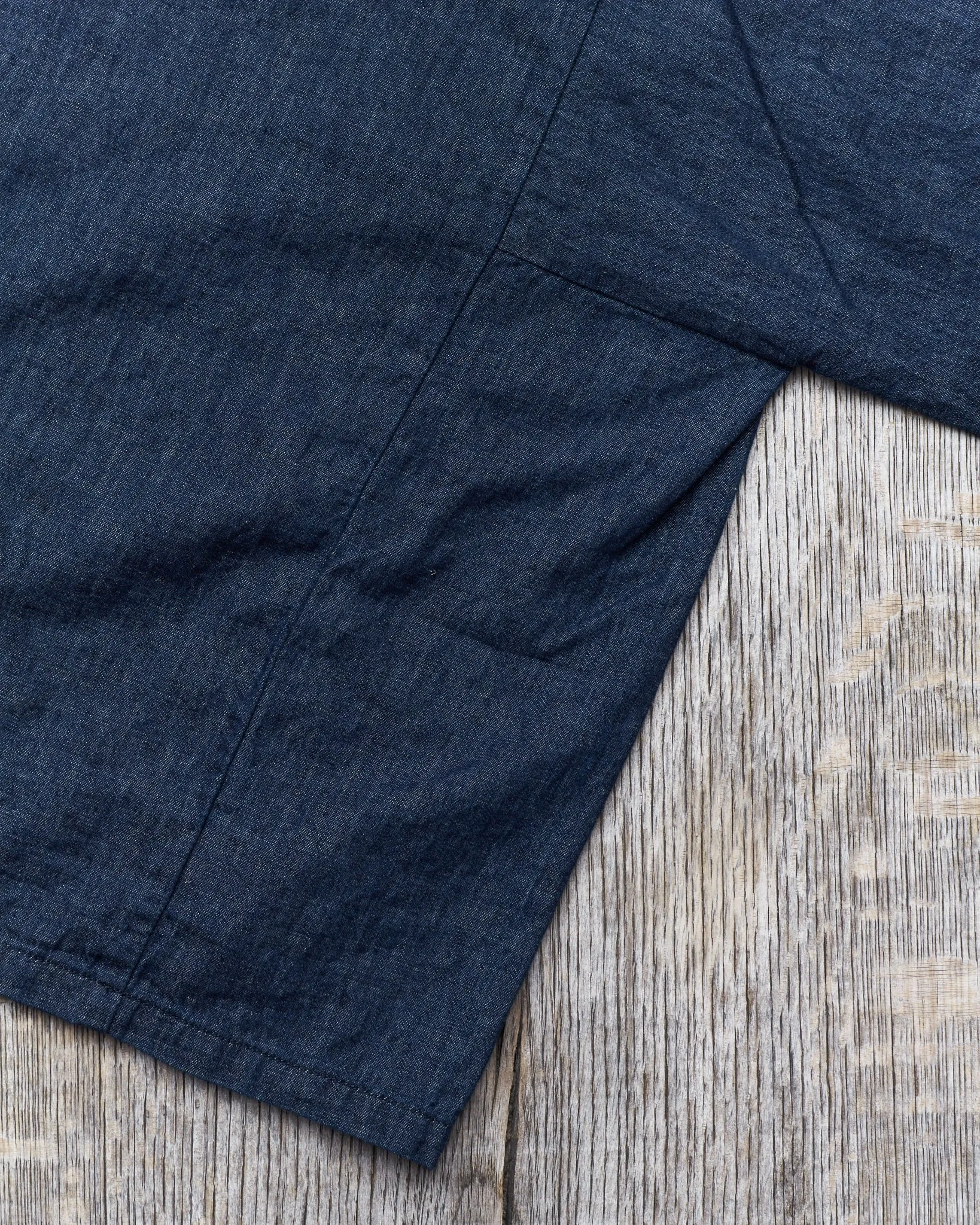 OrSlow Cotton/Linen Denim Lace Up Shirt
