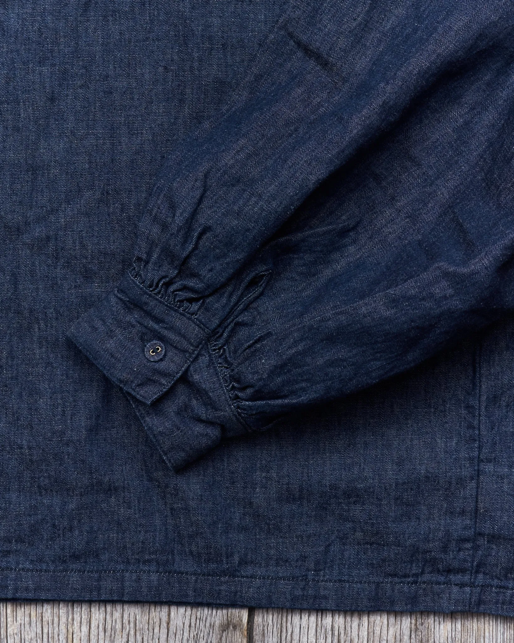 OrSlow Cotton/Linen Denim Lace Up Shirt