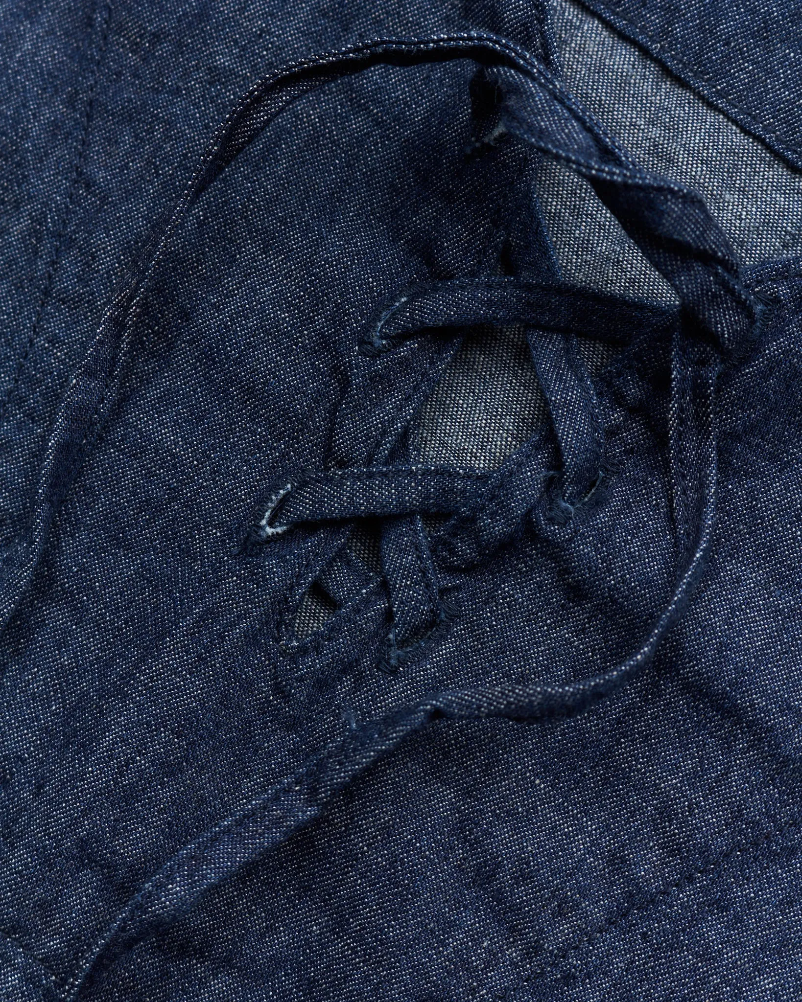 OrSlow Cotton/Linen Denim Lace Up Shirt