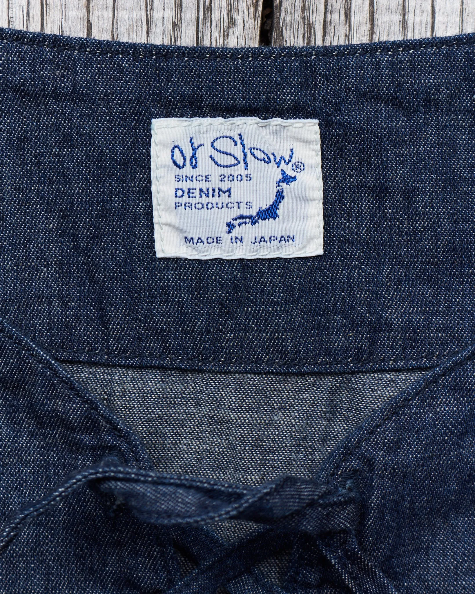 OrSlow Cotton/Linen Denim Lace Up Shirt