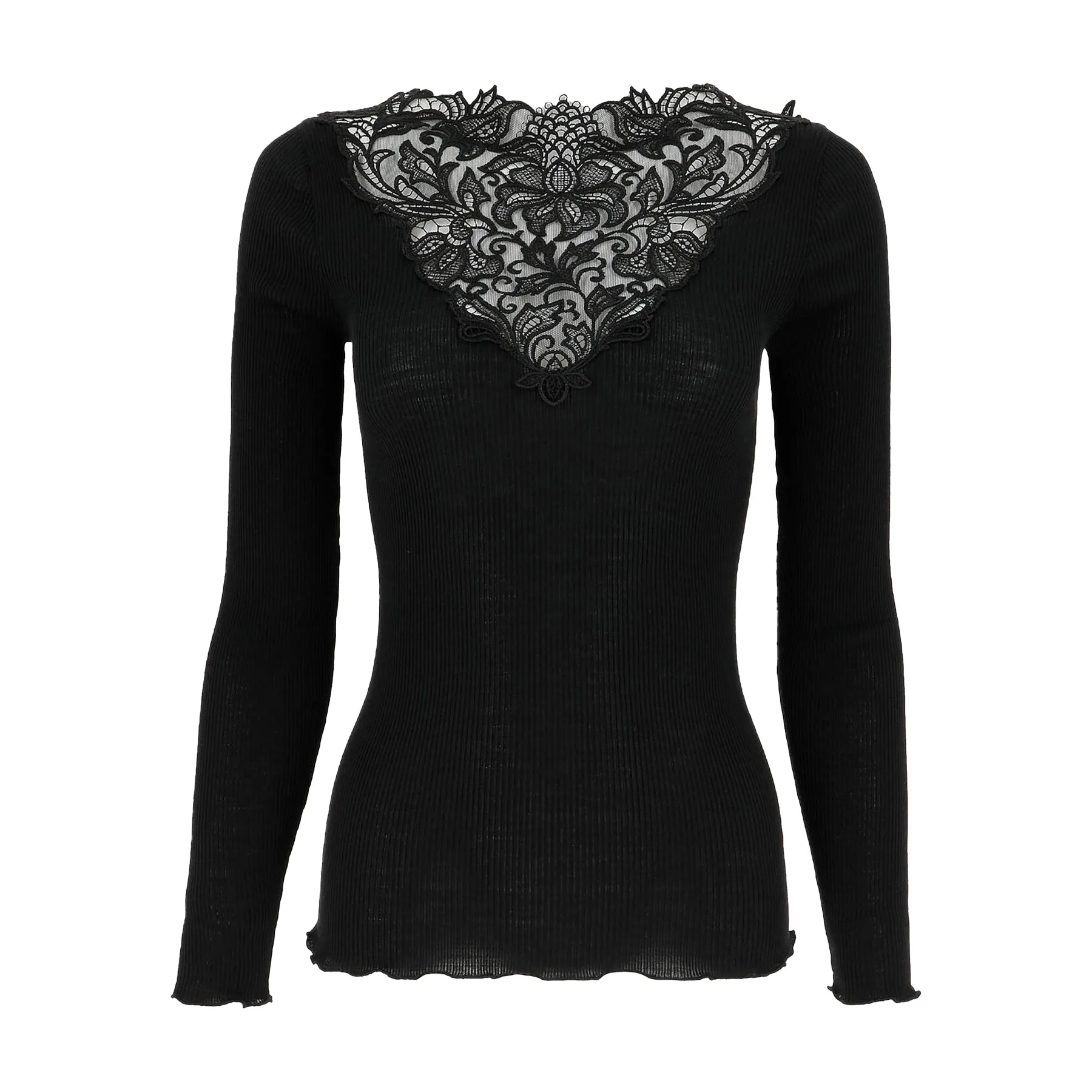 Oscalito Scollo Macramé Long Sleeve Top