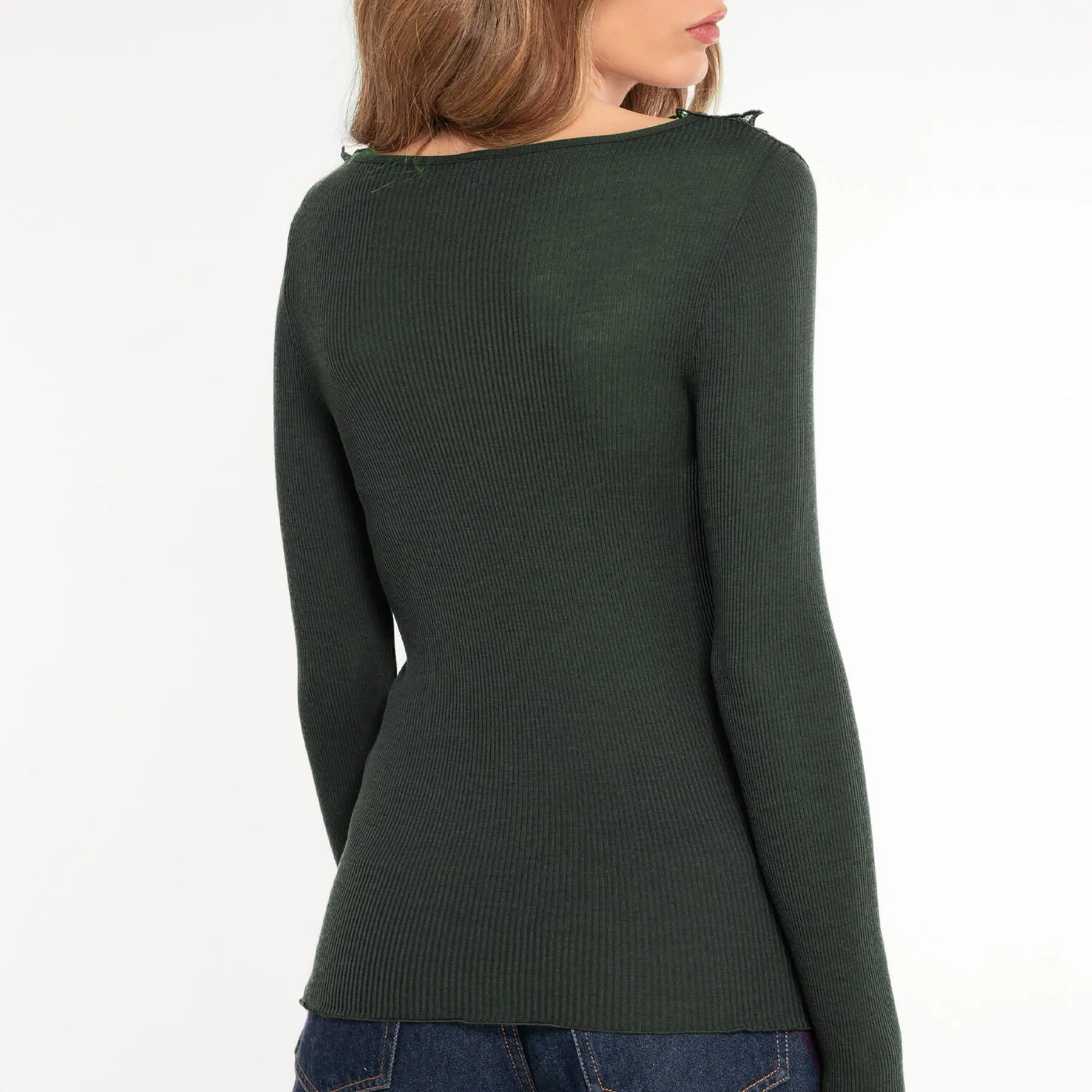 Oscalito Scollo Macramé Long Sleeve Top