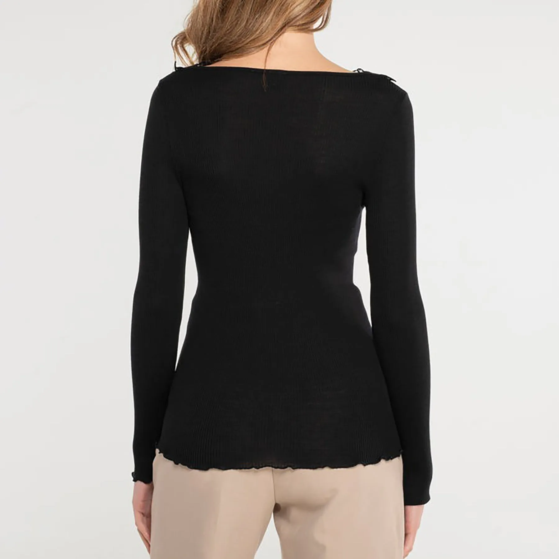 Oscalito Scollo Macramé Long Sleeve Top