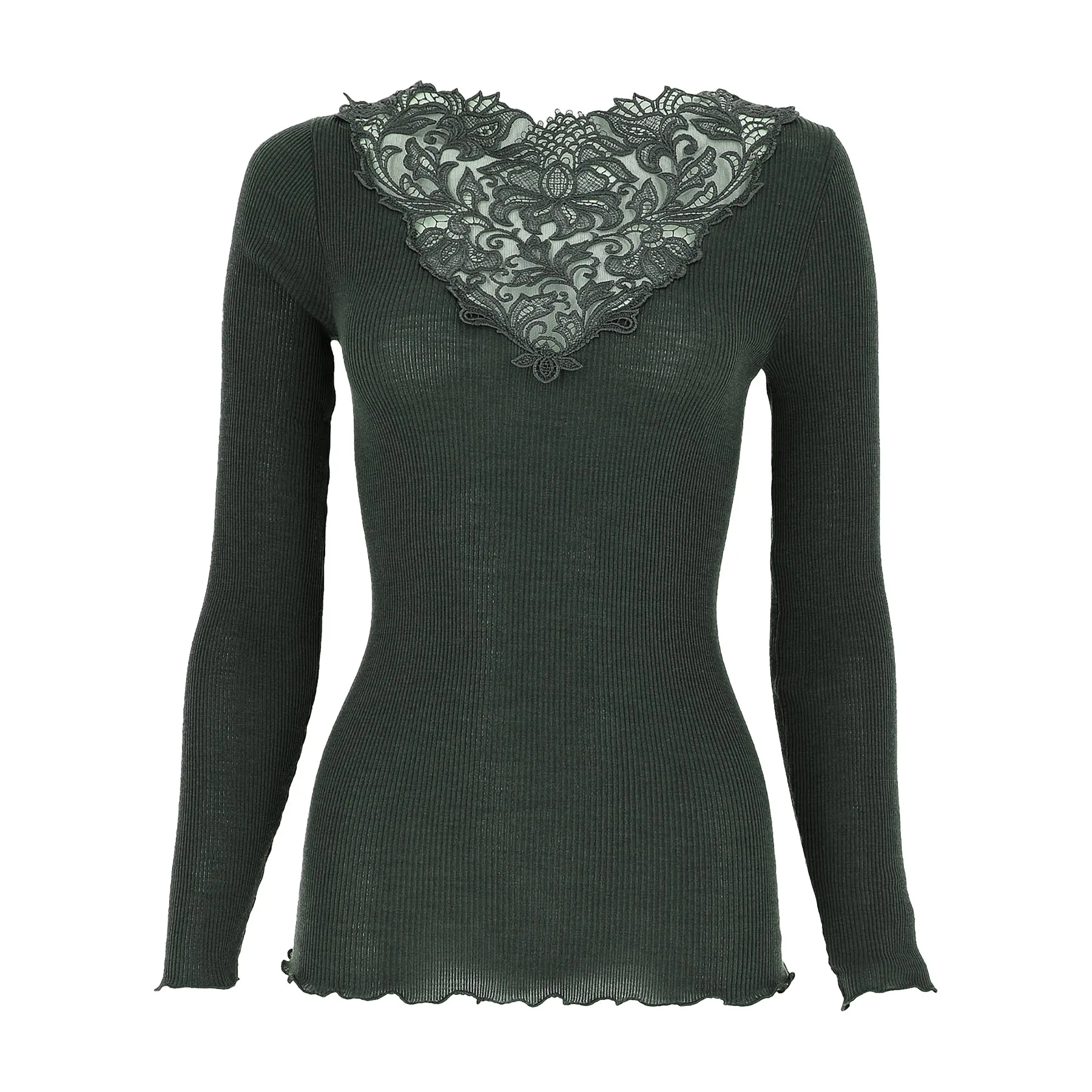 Oscalito Scollo Macramé Long Sleeve Top