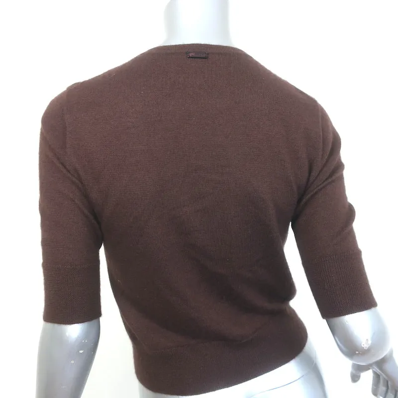 Oscar de la Renta Cropped Cardigan Dark Brown Cashmere-Silk Size Extra Small