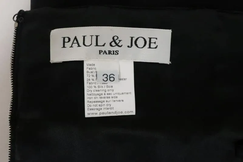 Paul & Joe Dress Black Raw Silk & Tiered Organza Size 36 Strapless Mini LBD