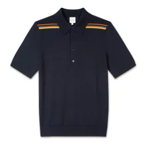 Paul Smith - 'Artist Stripe' Merino Knitted Polo Shirt in Navy