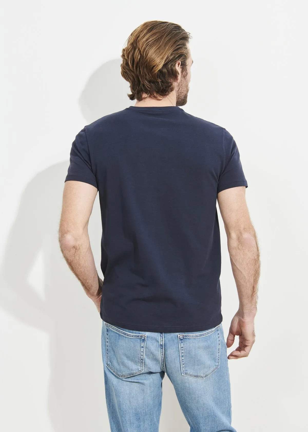 Pima Cotton Stretch V-Neck T-Shirt - Navy