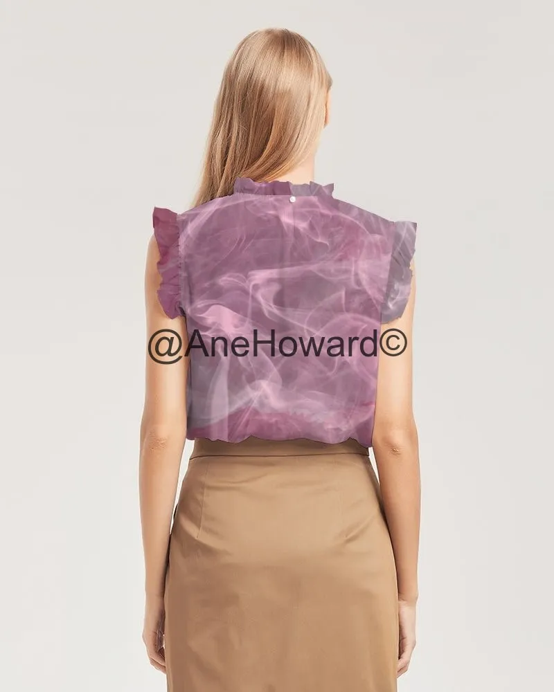 Pink Smoke Women's Ruffle Sleeve Top