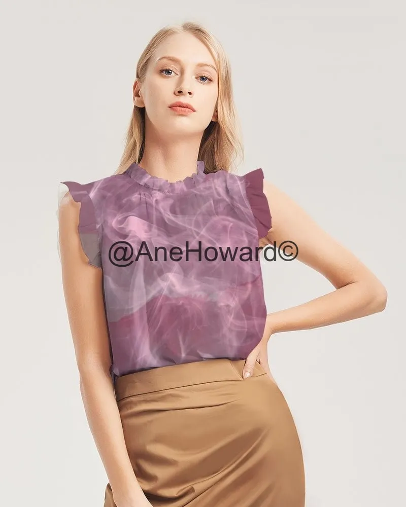 Pink Smoke Women's Ruffle Sleeve Top