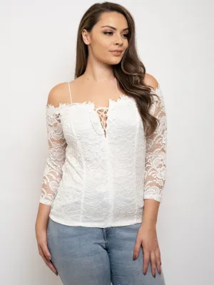 PLUS SIZE OFF SHOULDER LACE TOP
