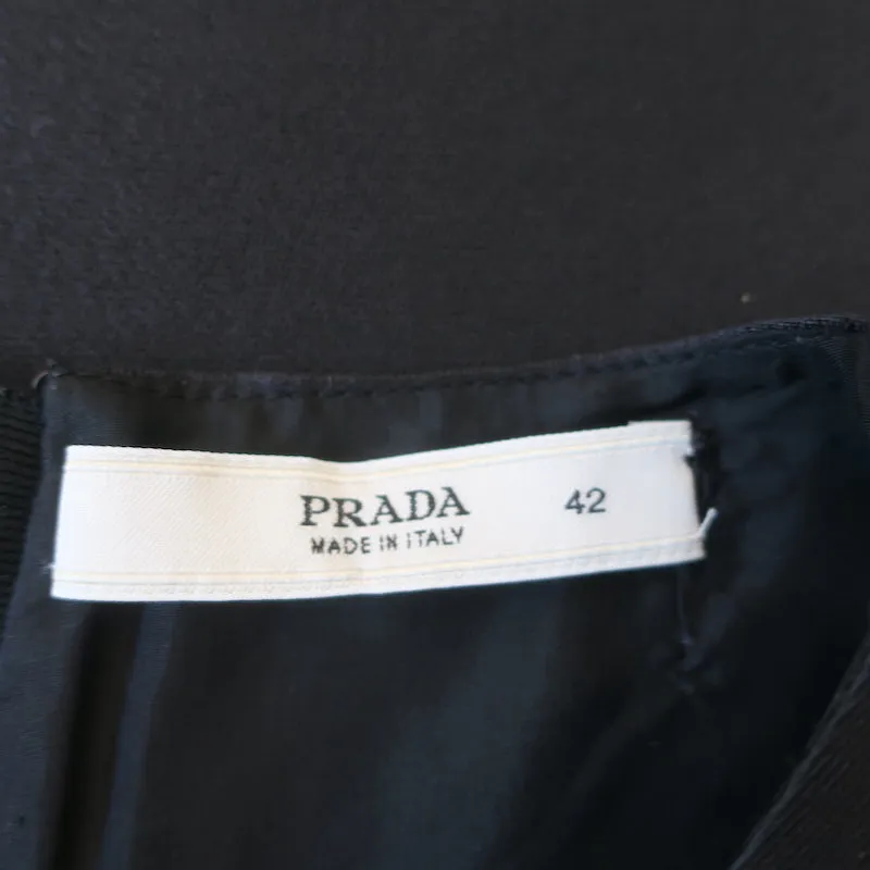Prada Sleeveless Shift Dress Black Wool-Silk Size 42