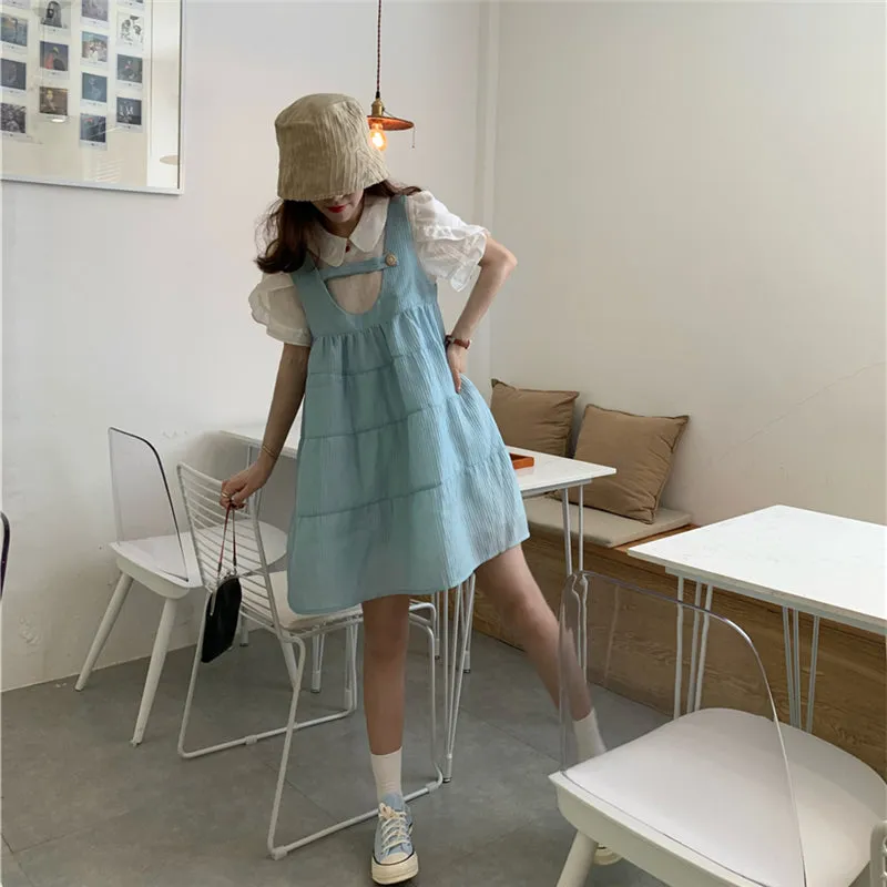 "DOLL COLLAR" SHIRT/STRAP DRESS N081505