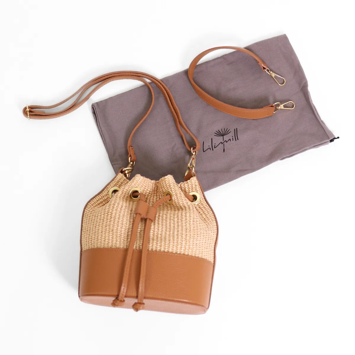 Raffia Bucket Brown