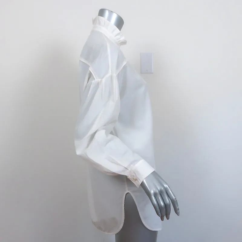 Raquel Allegra Button Down Shirt Cream Cotton-Silk Size 0 Long Sleeve Blouse