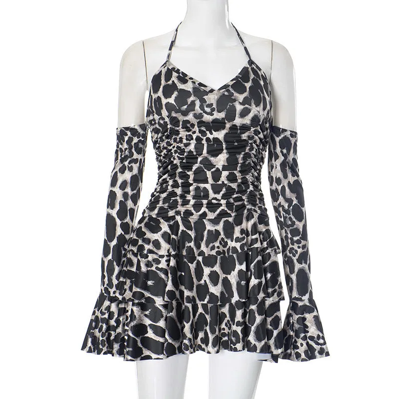 REALAIOT F24DS278 2025 women's clothing low-neck neck strap halter waist sexy short skirt New wholesale