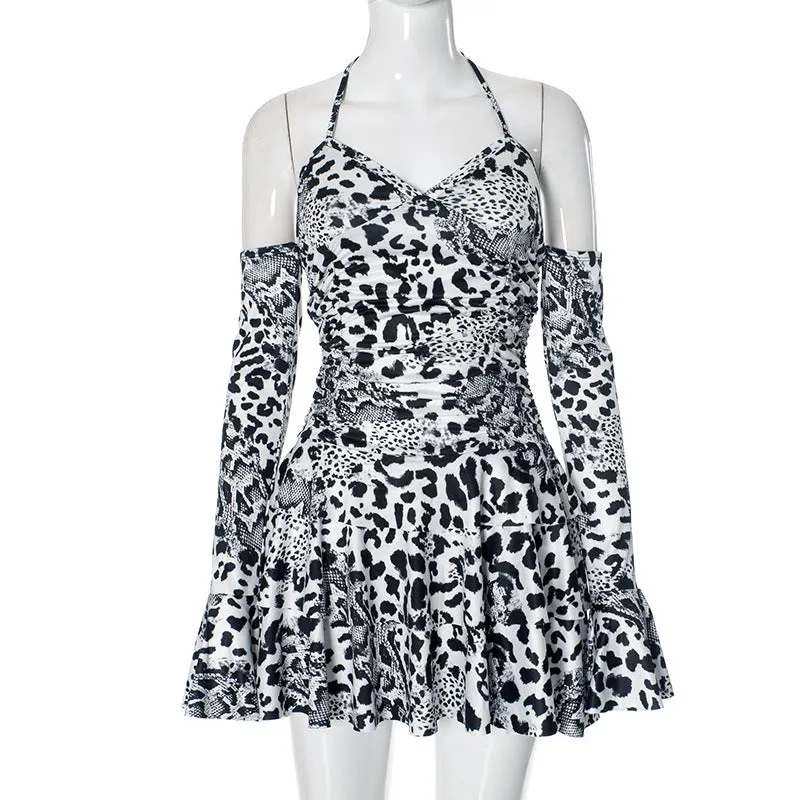 REALAIOT F24DS278 2025 women's clothing low-neck neck strap halter waist sexy short skirt New wholesale