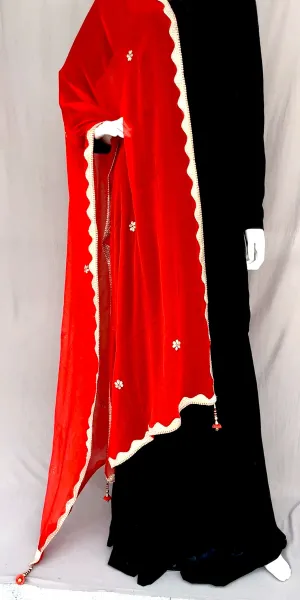 Red Zari  Work Dupatta, Pure Chiffon Dupatta with Handwork