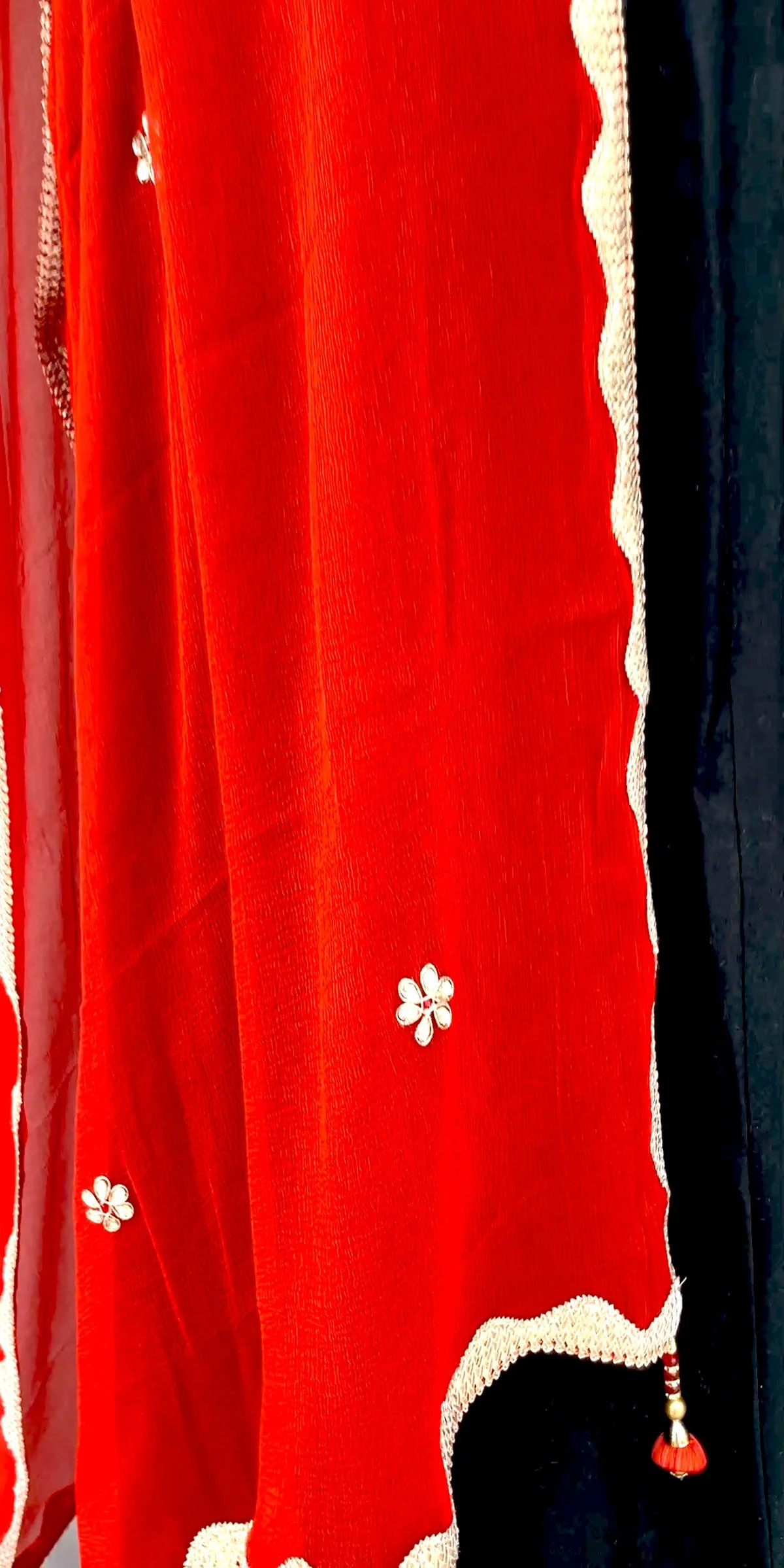 Red Zari  Work Dupatta, Pure Chiffon Dupatta with Handwork